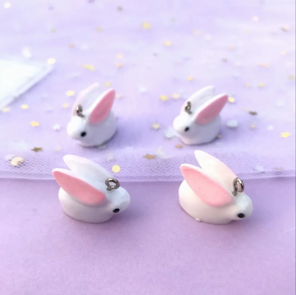 

10pcs mini small animals rabbit charms 3d resin charms necklace pendant keychain charms for DIY decoration