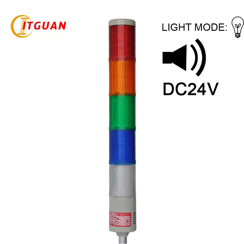 

LTA-205 DC24V 5 Layer Tower Light Signals Bulb Warning Lamp with Sound 90dB Indicator Light Industrial Emergency Strobe Light