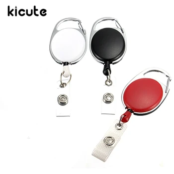 

Kicute Brand New Retractable Pull Key Ring ID Badge Name Tag Lanyard Card Holder Recoil Reel Belt Clip Metal Housing Supplies