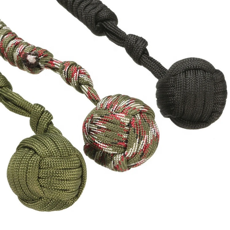 

EDC multitool braided 1''steel ball 550 paracord self defence keychain monkey fist knot Seven-core Umbrella Rope Hand-woven Ball