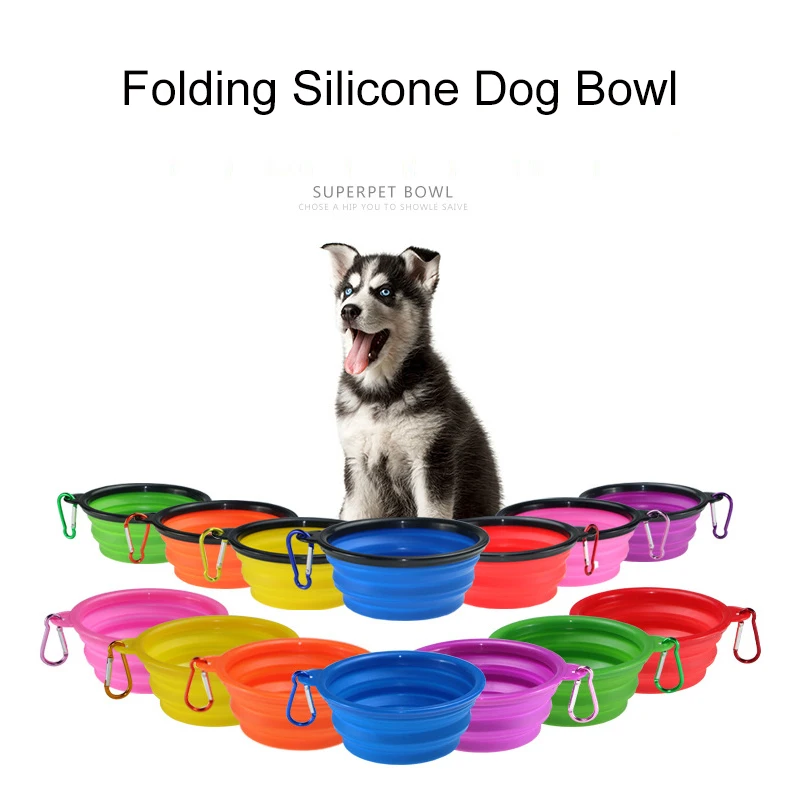 

1PC Folding Silicone Dog Bowl Outfit Portable Travel Bowl For Dog Feeder Utensils Small Mudium Dog Bowls Pet Accessories