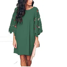 Зеленое кружевное лоскутное шифоновое платье уличная женская одежда vestidos kleider плюс размер sukienka модная Свободная Женская одежда