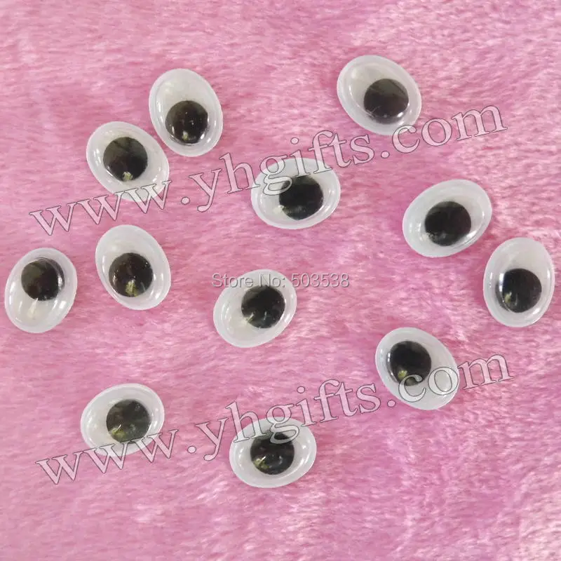 1000PCS/LOT,1x0.8cm oval eyeball, Plastic black wiggle eyes,Doll eye