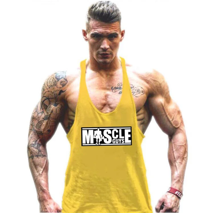 Muscleguys, майка для бодибилдинга, мужские рубашки, брендовая одежда для фитнеса, Мужская майка, без рукавов, хлопок, для тренировок, Стрингер, рубашки