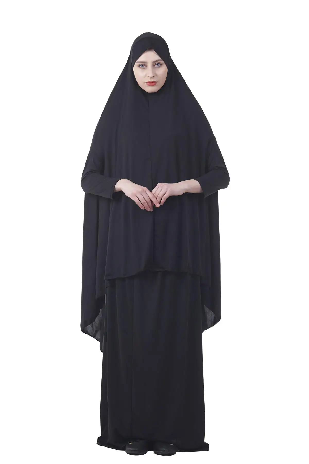 Формальные мусульманские молитвенные комплекты одежды, хиджаб, платье абайя, Исламская одежда, намаз, длинный молитвенный хиджаб, мослим юркен абайя s - Цвет: Black