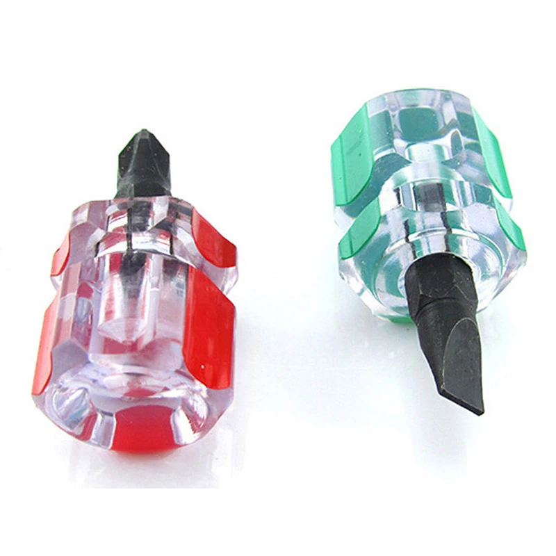 

2 pcs Flat Phillips Screwdriver Mini Screw Driver Short Small Split Repair Tools Kit Set Green+Red