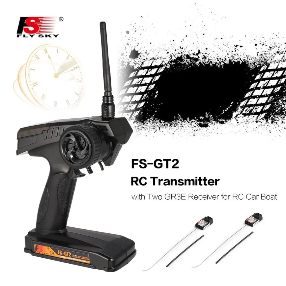 

2.4G FS-GT2 2CH AFHDS Gun Radio Model RC Transmitter Remote Controller with Two FS-GR3E Receiver for RC Car Boat Parts Acces