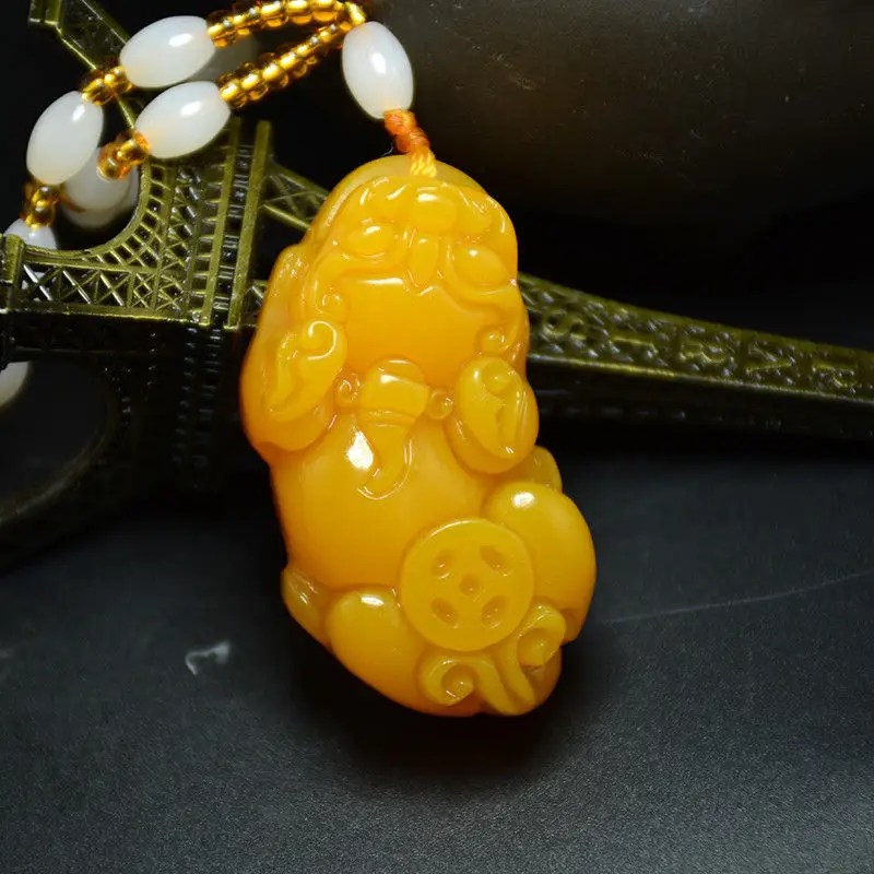 green Jade pendant /"mother child pi yao/" lucky mascot pendants