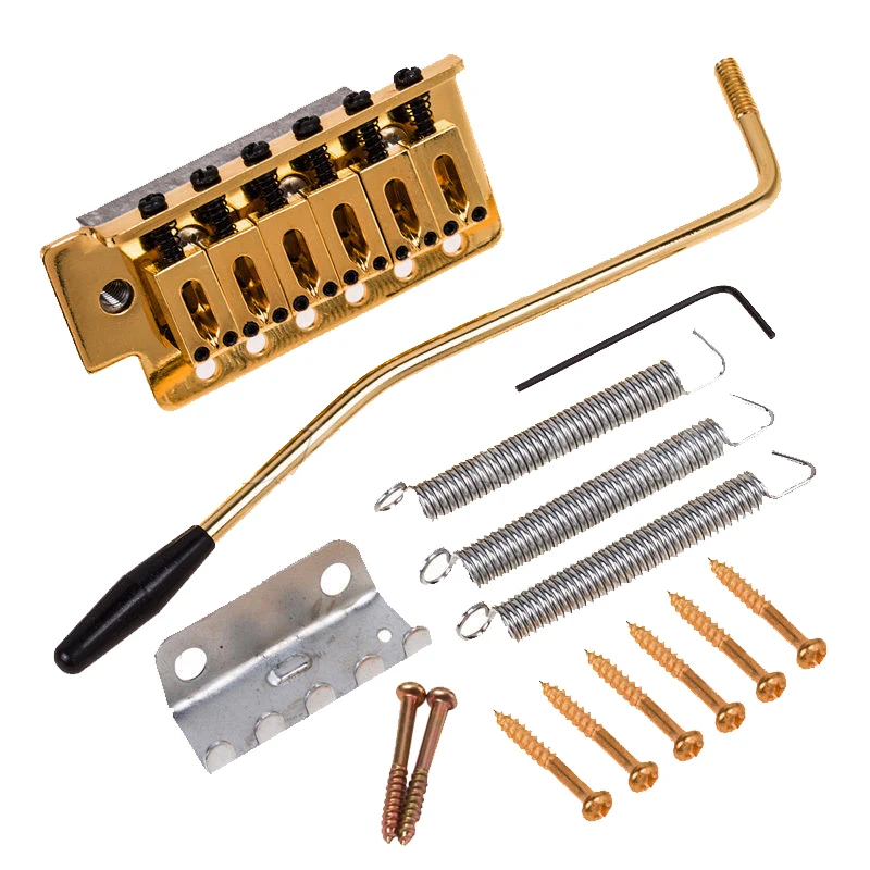 Gold Metal Tremolo Bridge Set Tremolo Arm Mounting Screws Tremolo Springs Claw Allen Wrench for Strat ST Electric Guitar Part