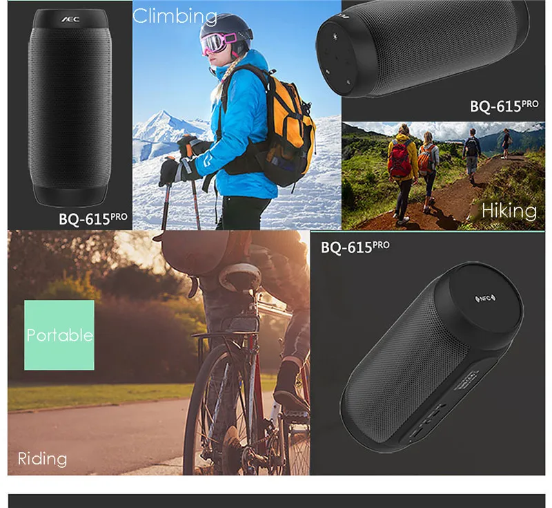 AEC BQ615, портативный беспроводной Bluetooth NFC динамик, ПК, вибрирующий светодиодный динамик, супербасовый сабвуфер для велосипеда, звуковая коробка