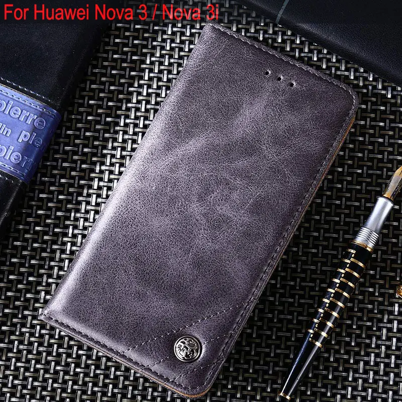 Чехол для huawei nova 3 Роскошный кожаный флип чехол с подставкой карт телефона 3i funda