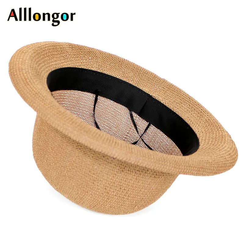 Женская пляжная соломенная шляпа sombrero mujer летняя дышащая с купольным верхом