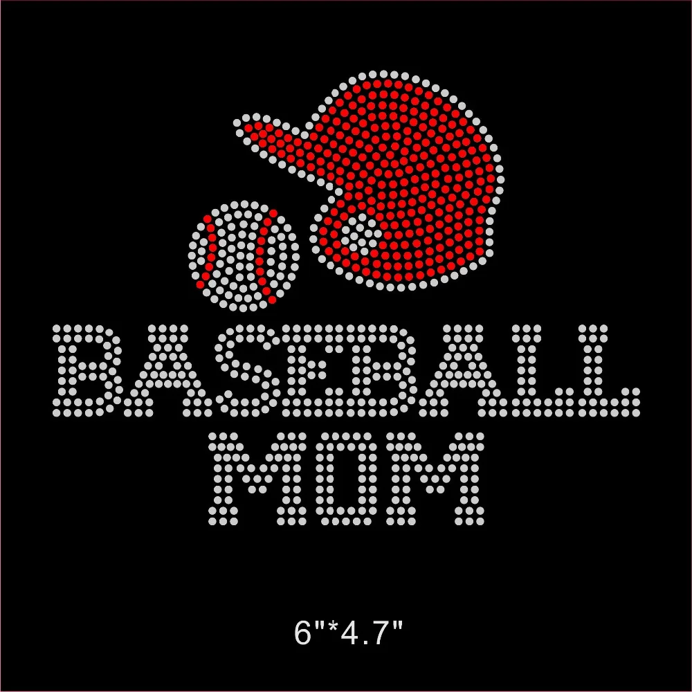 25 Pieces/Lot Baseball Mom Iron On Rhinestone Design For Shirt Strass
