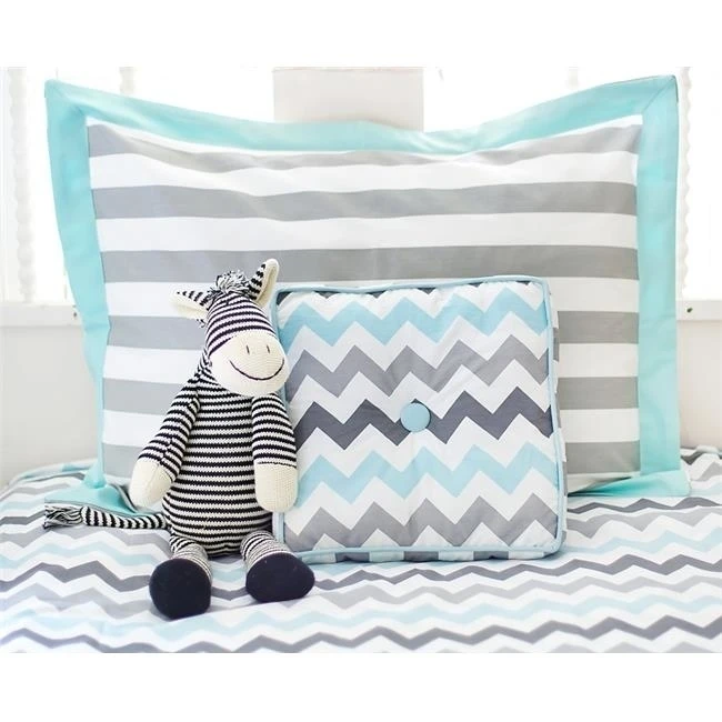 My Baby Sam FULL171 Chevron Full Bedding Set Aqua & Gray
