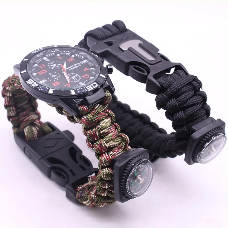EDC Multi Tools Tactical Camouflage Outdoor survival watch bracelet compass Rescue Rope paracord Camping equipment (18)