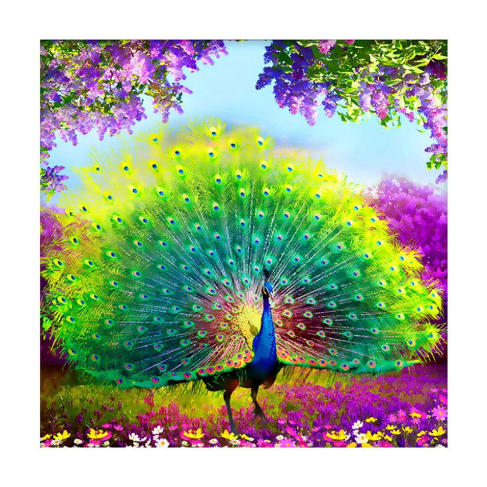 Image Newest! 7 Sizes Amazing Beautiful Green Peacock Spreading Tail Diamond Embroidery DIY Painting Nice Mosaic Gift Home Decoration