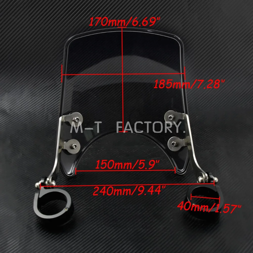39 мм Дымовое лобовое стекло Мотоцикл Регулируемый ветровое стекло пользовательский компактный спортивный дефлектор для Harley Sportster XL 1200 883