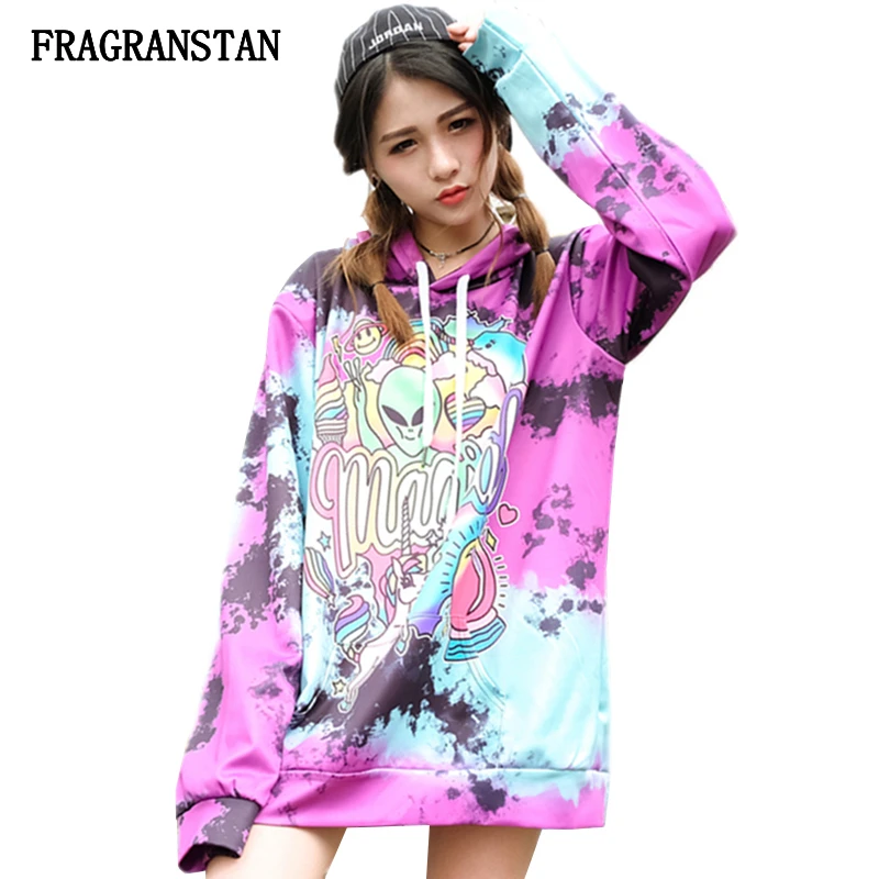 

2018 Female Spring Autumn Harajuku New Hoodies Fashion Women Cartoon Letter Print Top Casual Loose Personality Sweatshirts JQ611