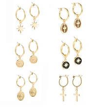 VIVILADY Романтическая звезда маленький золотого цвета серьги-кольца очаровательный креативный темперамент корейская мода роскошные женские ювелирные изделия Brincos