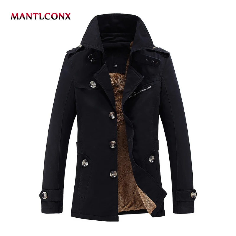 

MANTLCONX 2019 New Men Jacket Thicken Solid Color Top Quality Jacket Men Winter Warm Jacket Men Casual Coat Black Popular Coat