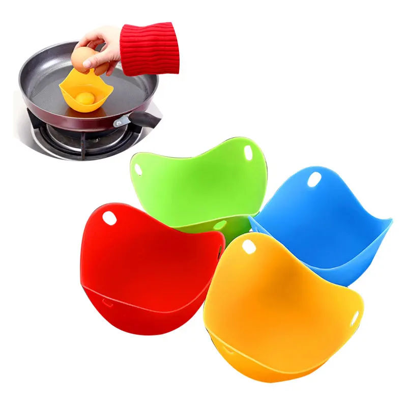 

4Pcs/Set Steamed Bowl Multi-function Egg Box Silicone Egg Poacher Cookware Poached Baking Cup Kitchen Cookware Baking Mold