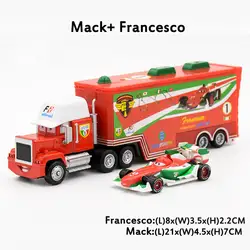 Pixar Автомобили F1 мак грузовик + маленький автомобиль Francesco комплект 1:55 Весы Diecast металлического сплава модель игрушки для детей подарки