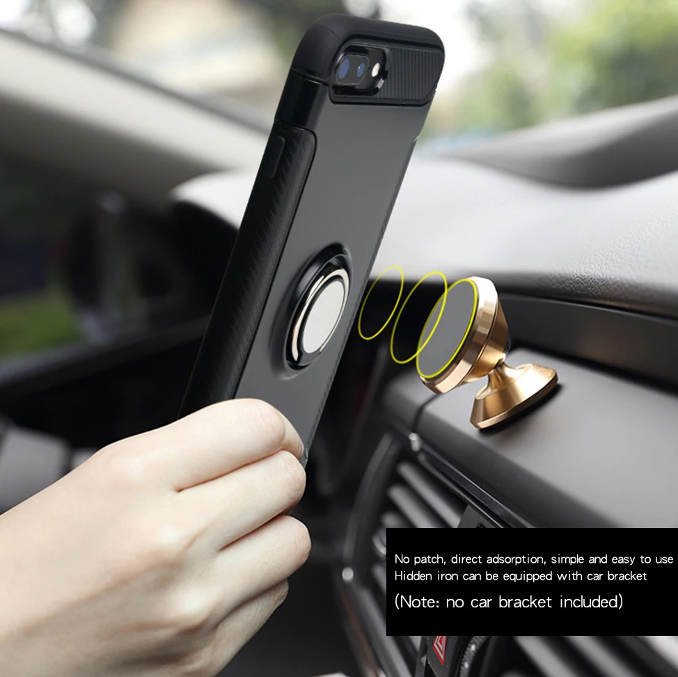

Kickstand Case For iPhone 7 Plus Case Armor Hard Plastic PC Combo Magnetic Ring Cover For iPhone 8 Plus Shockproof Phone Cases
