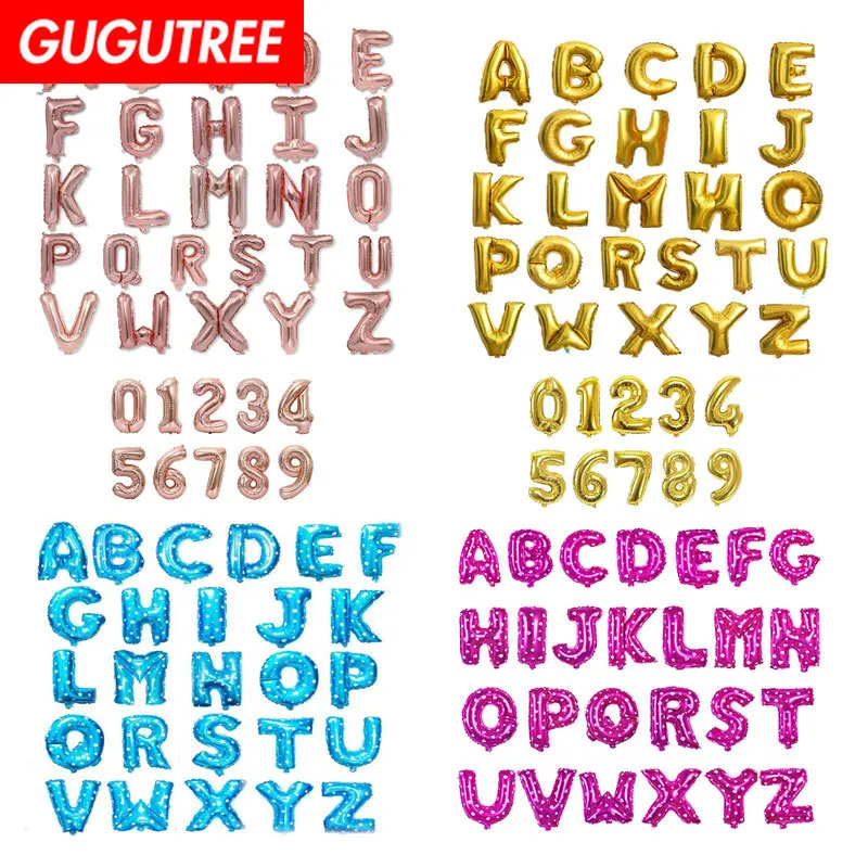 

GUGUTREE PARTY 16inch rose gold blue letter number foil balloons wedding event christmas halloween festival birthday party FD-14