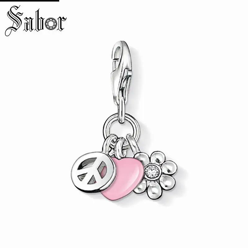 

thomas Love & Peace Charm Pendant,2019 Fashion Jewelry For Women Girls,womens Gift 925 Sterling Silver Fit Bracelet charms
