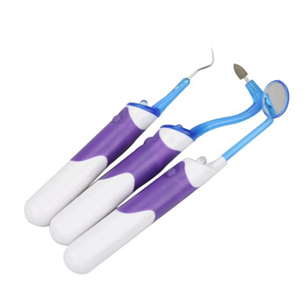 3 Pcs High Quality Dental Tools LED Light Oral Mirror Tooth Hook Molar