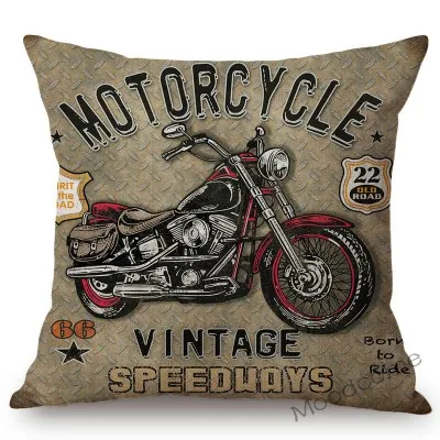 45x45 см квадратная винтажная Классическая мотоциклетная постер диван наволочка для подушки домашний Декор Ретро мотоциклетная наволочка