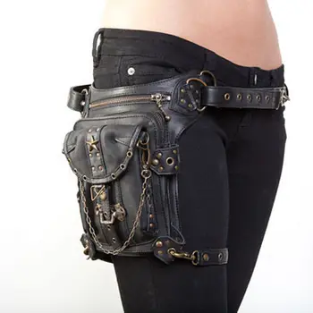 

PU Leather Waist Fanny Leg Bag Punk Rock Hip Motorcycle Messenger Pack Purse