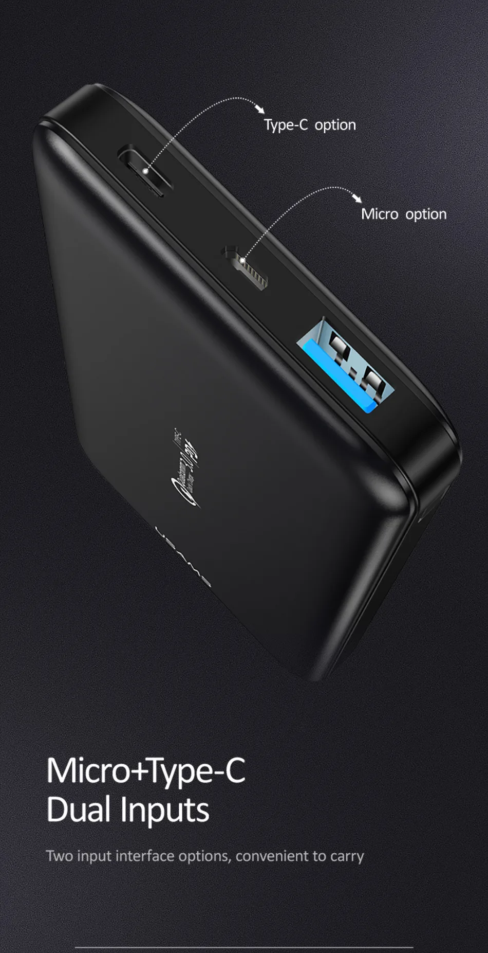 Внешний аккумулятор PD QC3.0 USAMS power bank для iPhone Xiaomi Quick Charge 3,0 портативное Внешнее зарядное устройство для мобильного телефона huawei