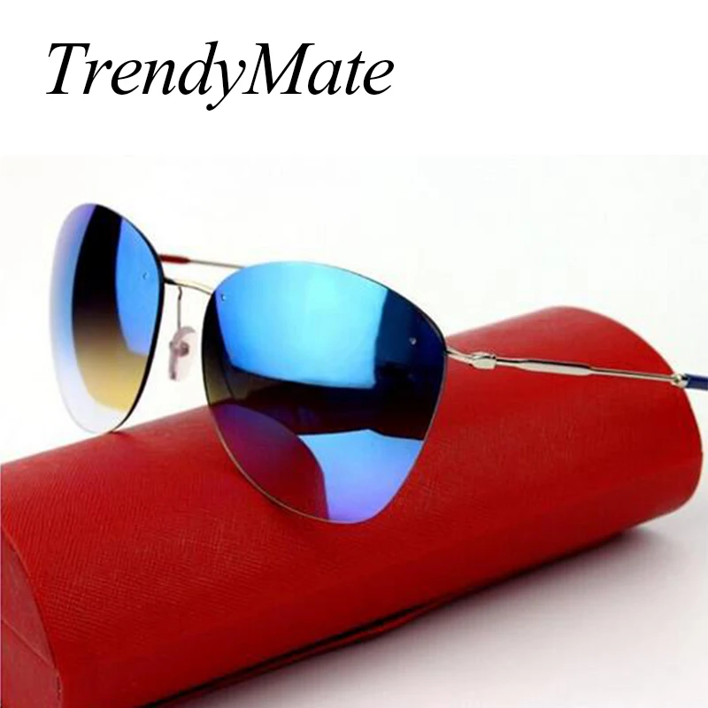 

High Quality Women Rimless Sunglasses Fashion Brand Designer Coating Mirror Sun Glasses Oculos De Sol Feminino Retro Men 104M