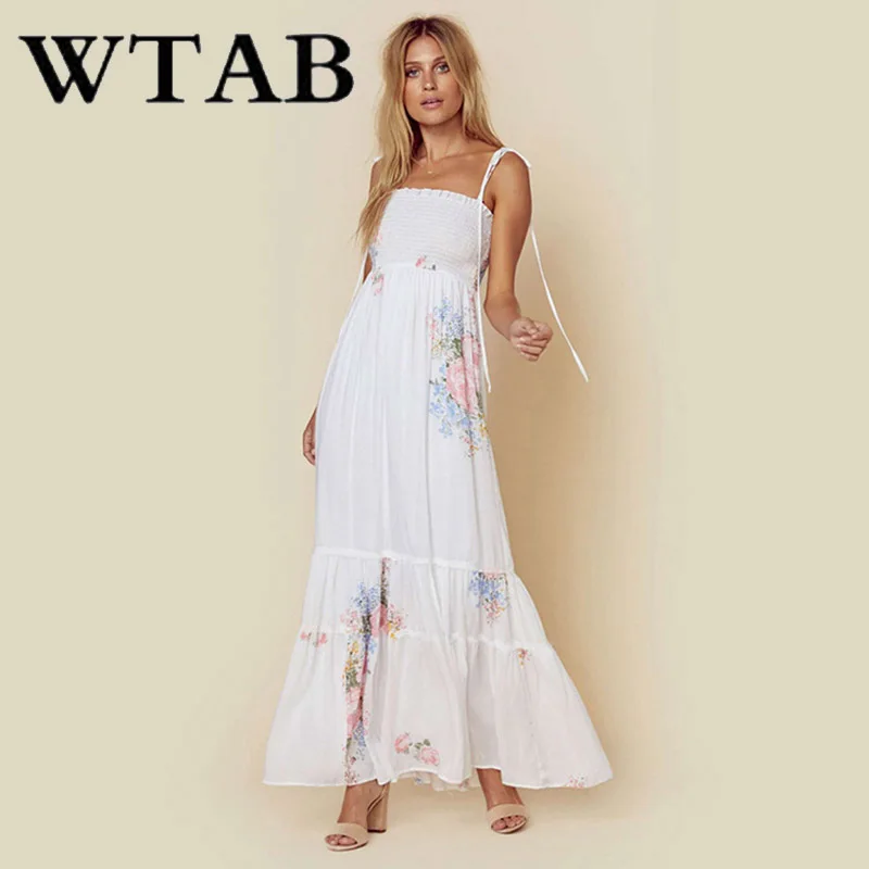 Женское пляжное платье с оборками WTAB vestido 12 видов цветов летнее на завязках в