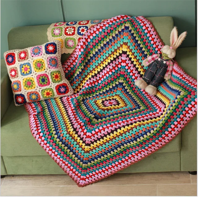 110x110 cm handarbeit gehäkelt haken gestreifte decke, cashmere