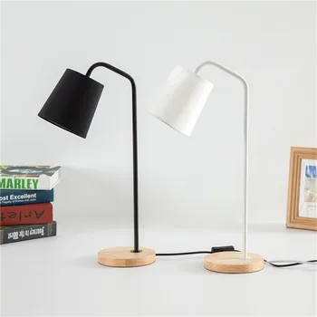 

Table lamp Minimalist Nordic Creative LED study bedroom dormitory modern solid wood reading light USB/plug socket desk llights