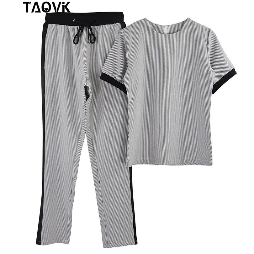 Женский брючный костюм TAOVK комплект из двух предметов: футболка с коротким