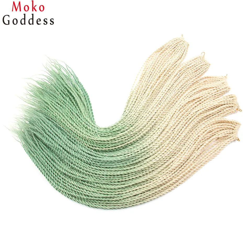 Mokogoddes 24 дюймов 30 подставки/упаковка Сенегальские твист волосы вязанные пряди Омбре плетение волос синтетические волосы расширение