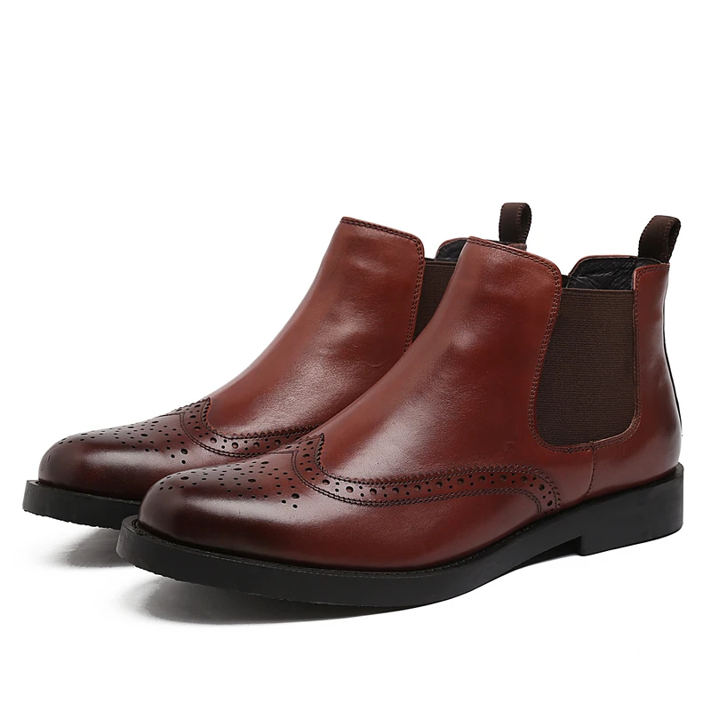 

Fashion black / brown tan warm cotton inside mens winter shoes ankle boots genuine leather casual shoes mens business boots