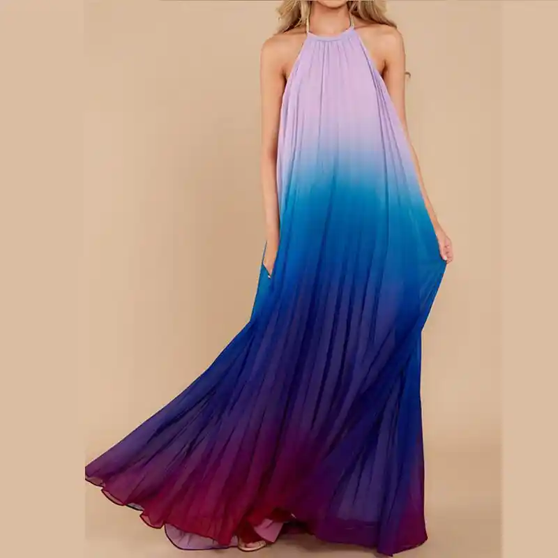 chiffon pleated maxi dress