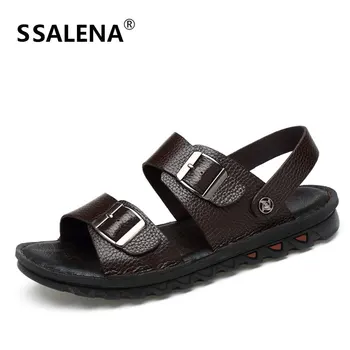 

Man Summer Leather Buckle Sandals Breathable Lighted Casual Outdoor Shoes Male Beach Soft Durable Anti-Slip Sandals AA11986