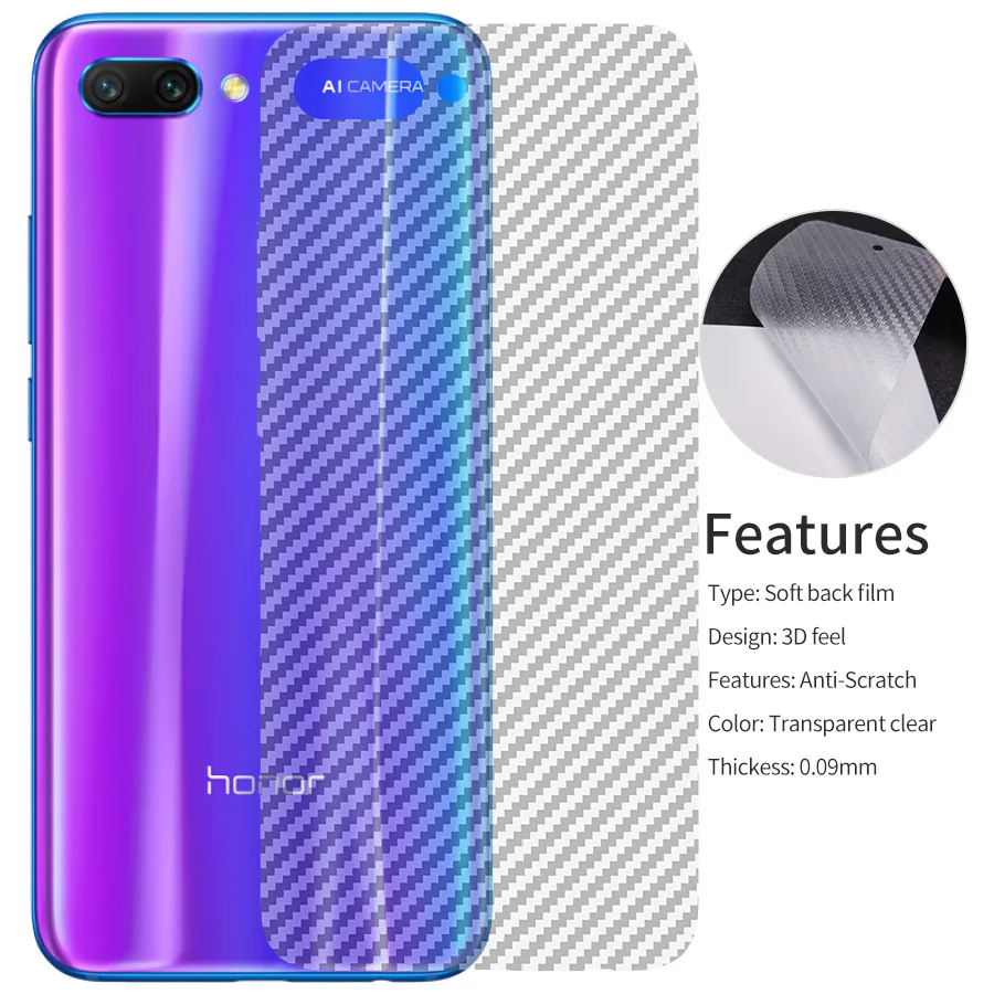 

KLOVRRD Soft Back Full Cover Screen Protector for Huawei Honor 9 10 Lite 8X 7X Note 10 Play Carbon Fiber Protective Film Sticker