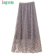 JAYCOSIN женская серая юбка модные Повседневное женские удобные Высокая Талия плиссированная юбка с узором в горошек; красивая одежда из фатина Skirt40