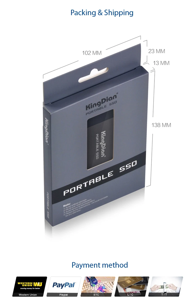 KingDian внешний портативный SSD 120 ГБ жесткий диск USB TYPE-C HDD диск с трехлетней гарантией