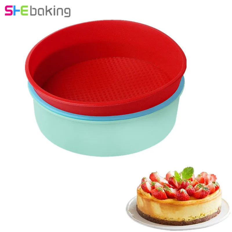 

Shebaking 8inch Round Shape Cake Pan Silicone Toast Bread Mould 3D Sugarcraft Fondant Cake Mold Baking Tray Pastry Tools