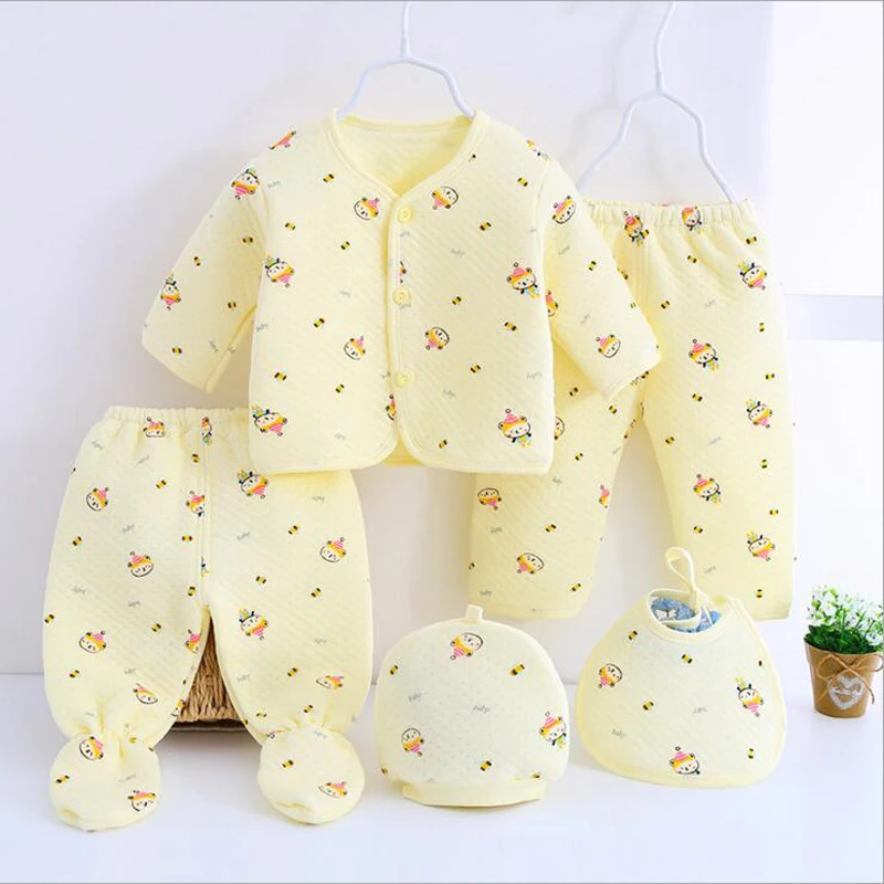 stylish baby clothing set Bekamille 5pcs/set Autumn Winter Newborn sets Baby warm Cotton Girls Boys cartoon suits  infant kids clothing Good quality baby clothing set line