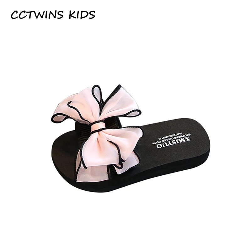 

CCTWINS Kids Shoes 2019 Summer Boys Fashion Bow Tie Beach Slippers Girls Barefoot Flats Children Baby Brand Soft Shoes SD025