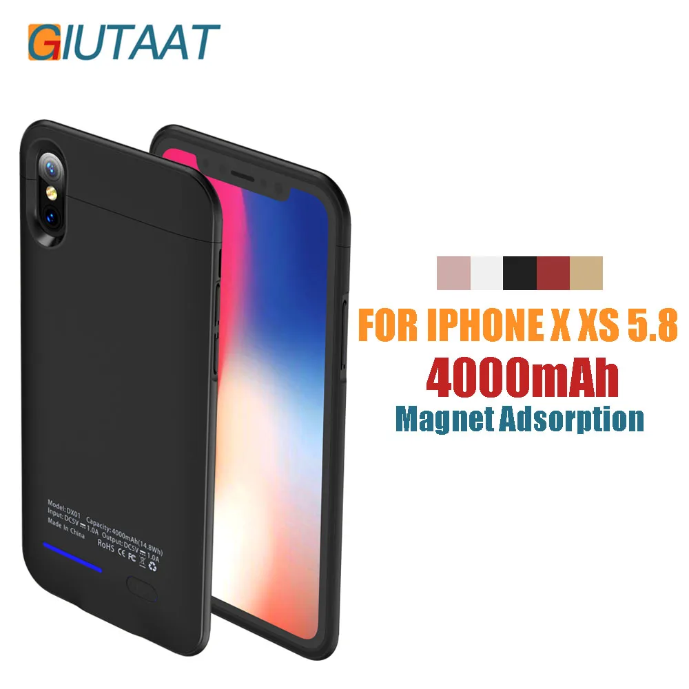 4000mAh Backup Power Bank Charger Battery Cover Magnet Adsorption External Case 5000 mah for iPhone X XS 5.8 | Мобильные телефоны и
