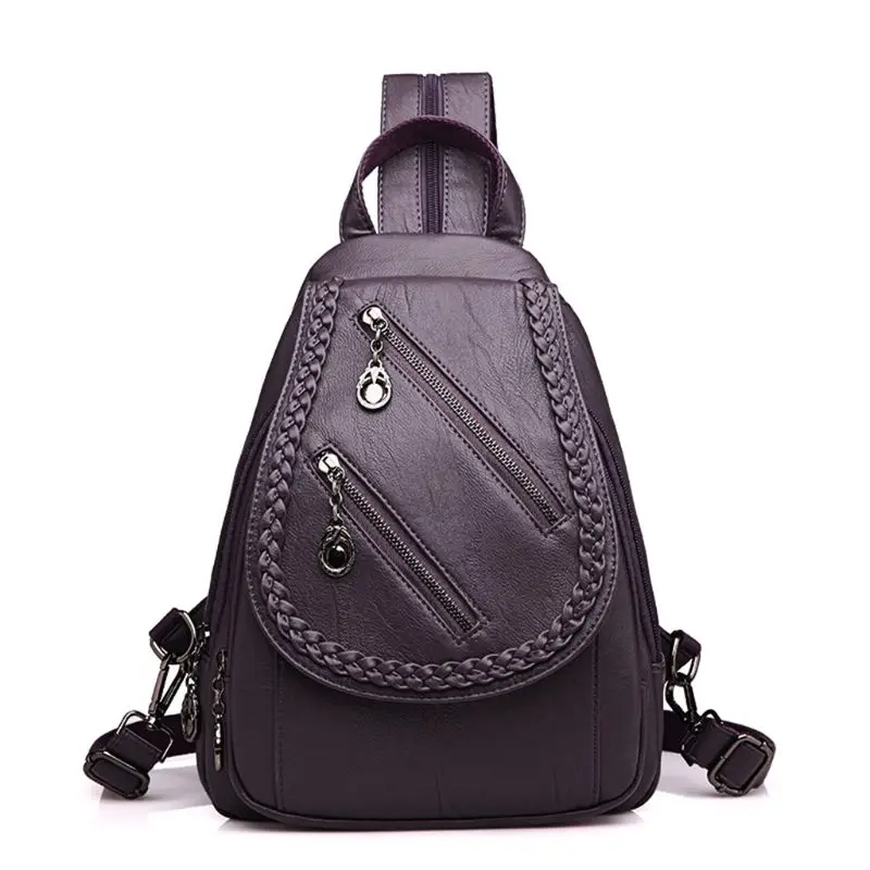 

Leisure Women Backpack PU Leather Chest Shoulder Bags for Teenage Girls Travel School BackPack Fashion